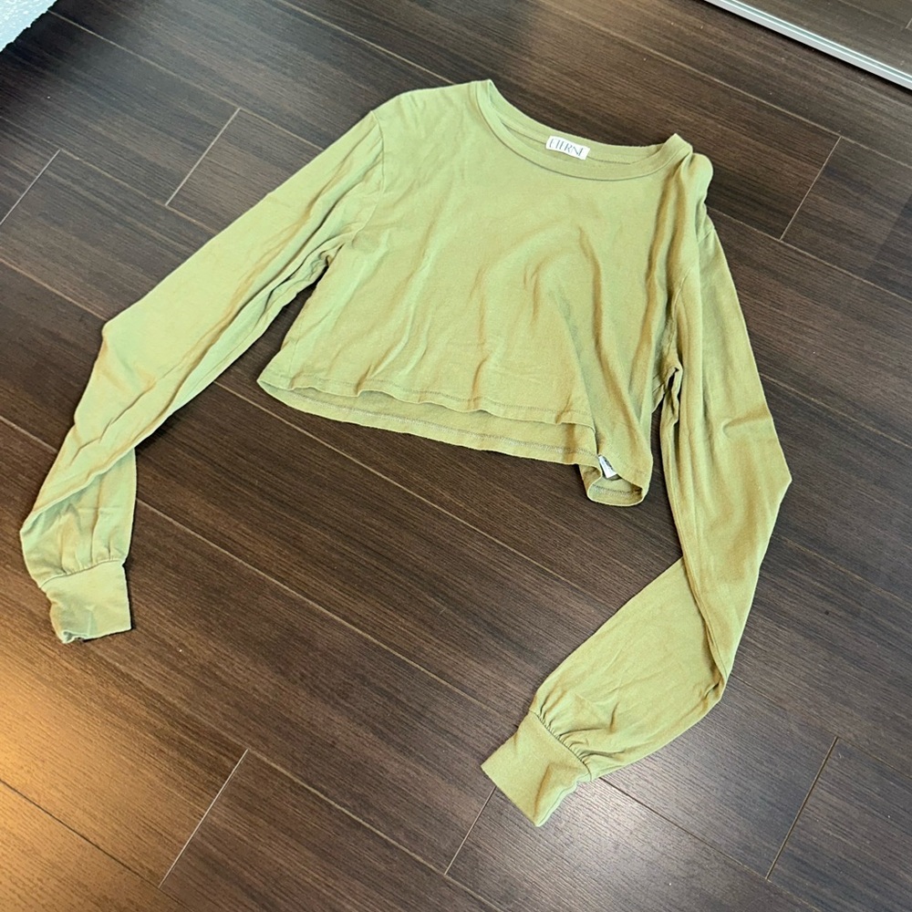 Eterne Olive Long Sleeve Crop Top